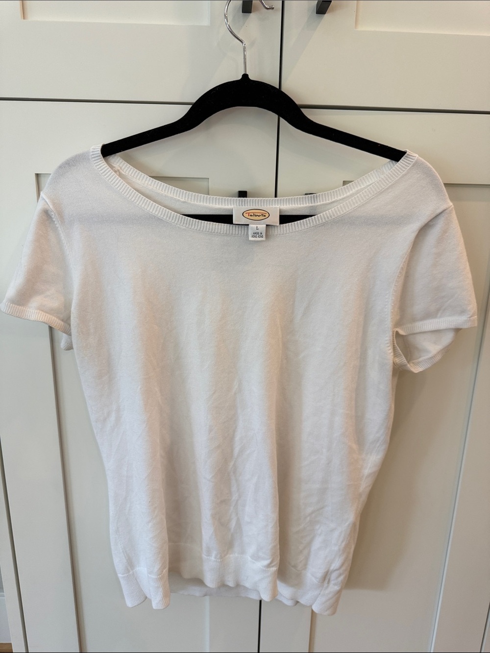 Talbots short sleeved white sweater, size L